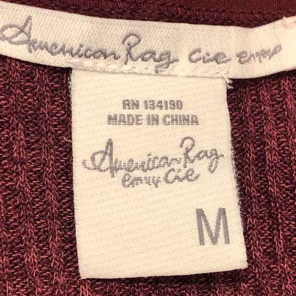 American Rag Burgundy Ribbed Sweater Dress with Bell Sleeve Detail, Size M - Picture 6 of 7
